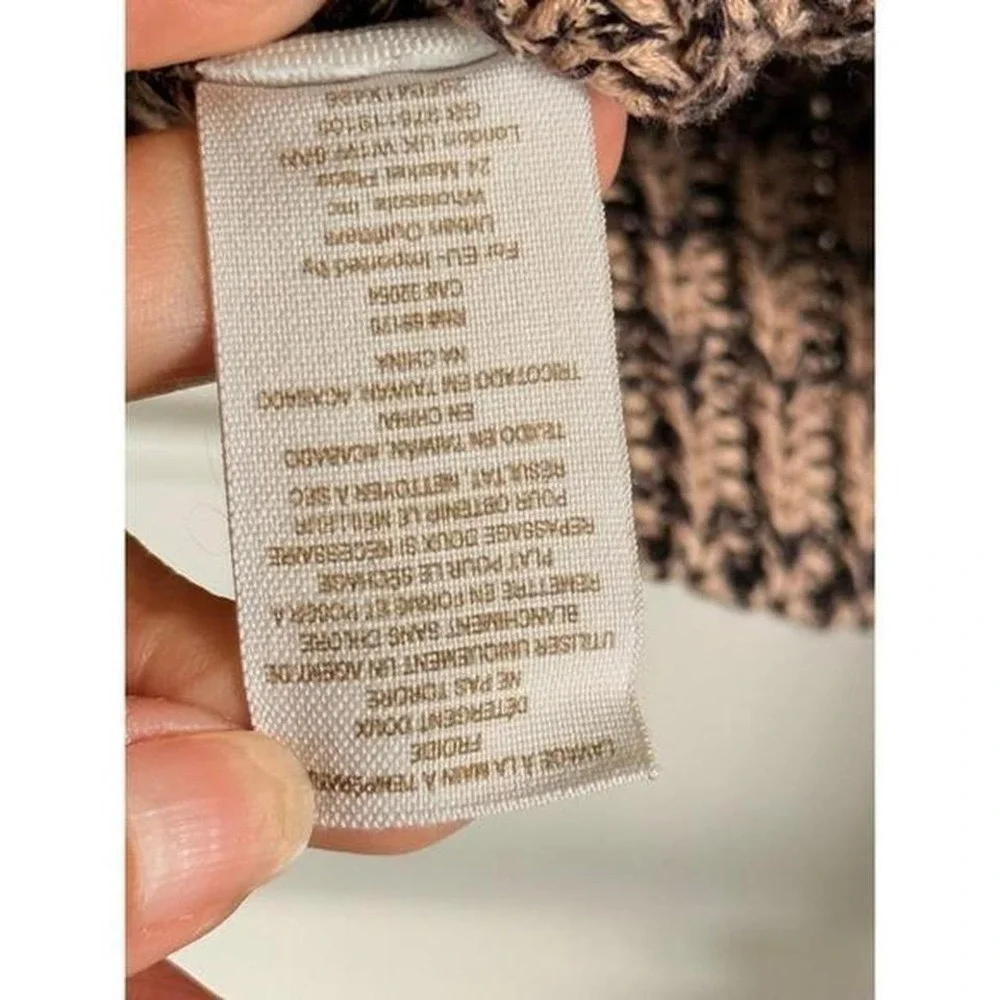 Free People Cable Knit Sweater Tan Black Marled V Neck Long Sleeve Women's Small